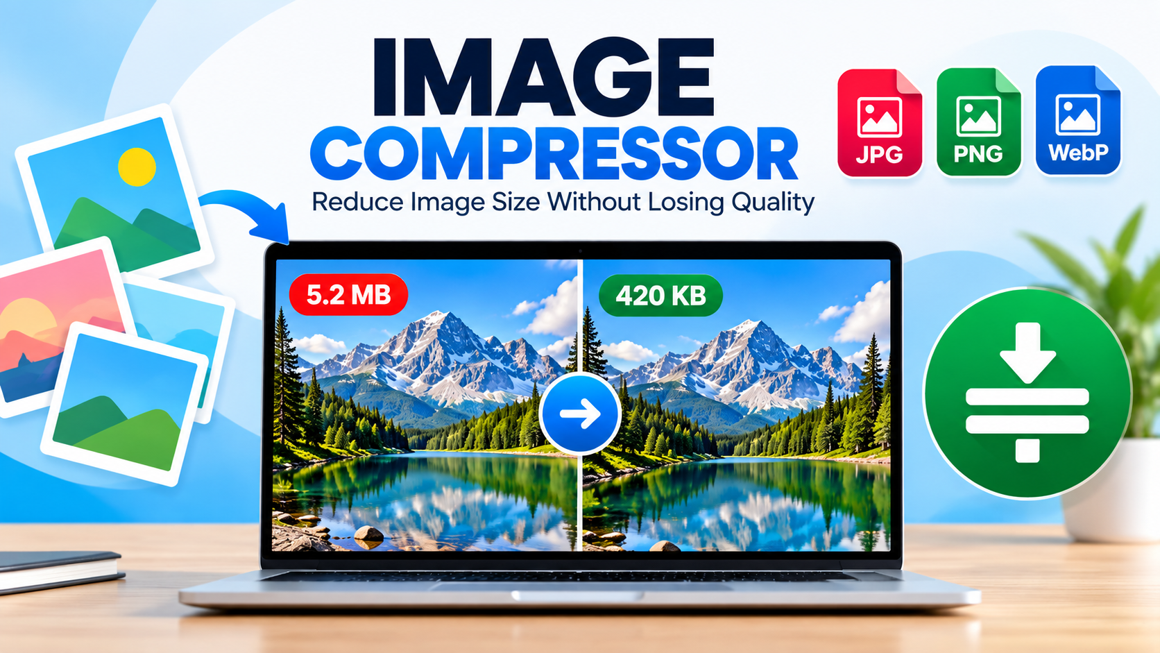 Image Compressor tool for JPG PNG and WebP images