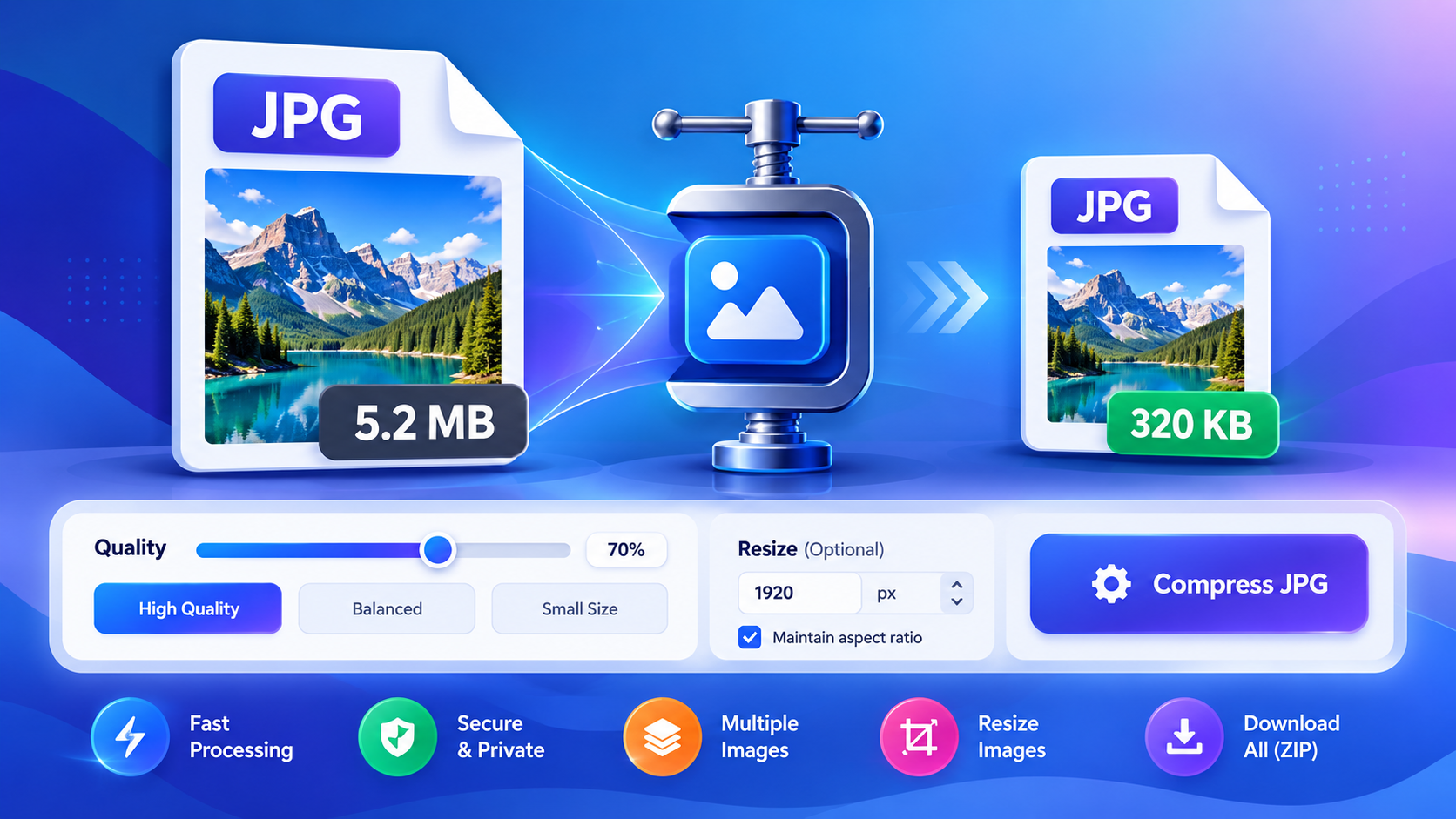 JPG Compressor online tool for compressing and resizing JPEG images